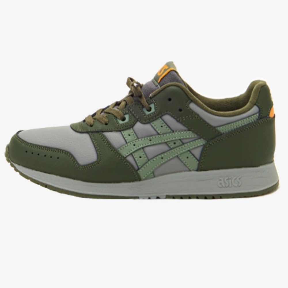 ASICS Green and Gray Low-Top Sneakers with Orange Logo Accent